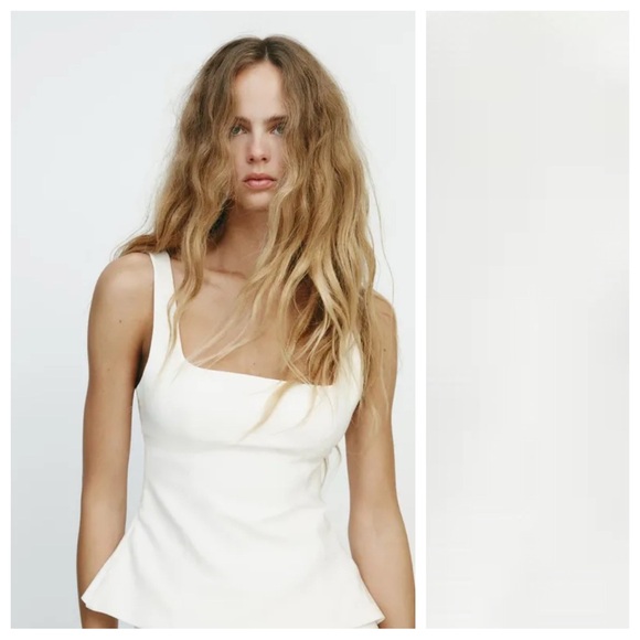 NWT. Zara White Top with Bow at the Back. Size XS, S. - Picture 2 of 10